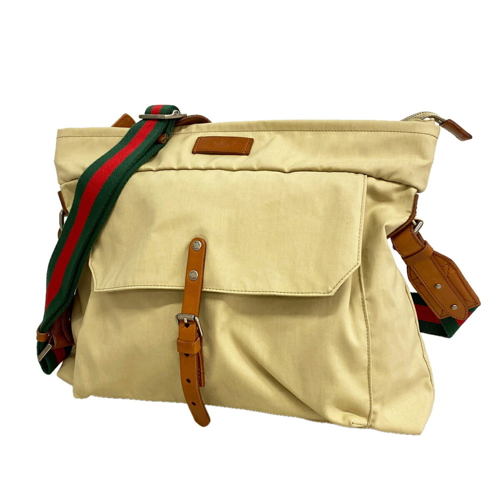 Gucci Sherry Line Shoulder Bag 256312 Nylon Beige Men's Women's